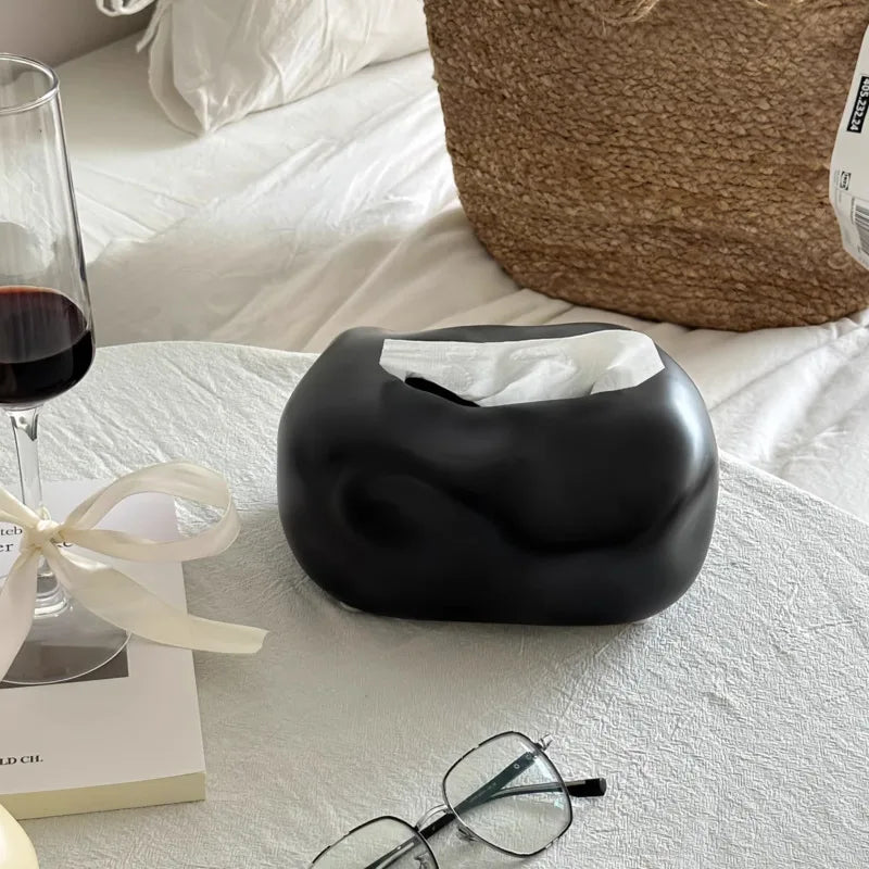boîte mouchoirs contemporaine minimaliste couleur blanche noire dorée grise matériau porcelaine moderne decoration salon