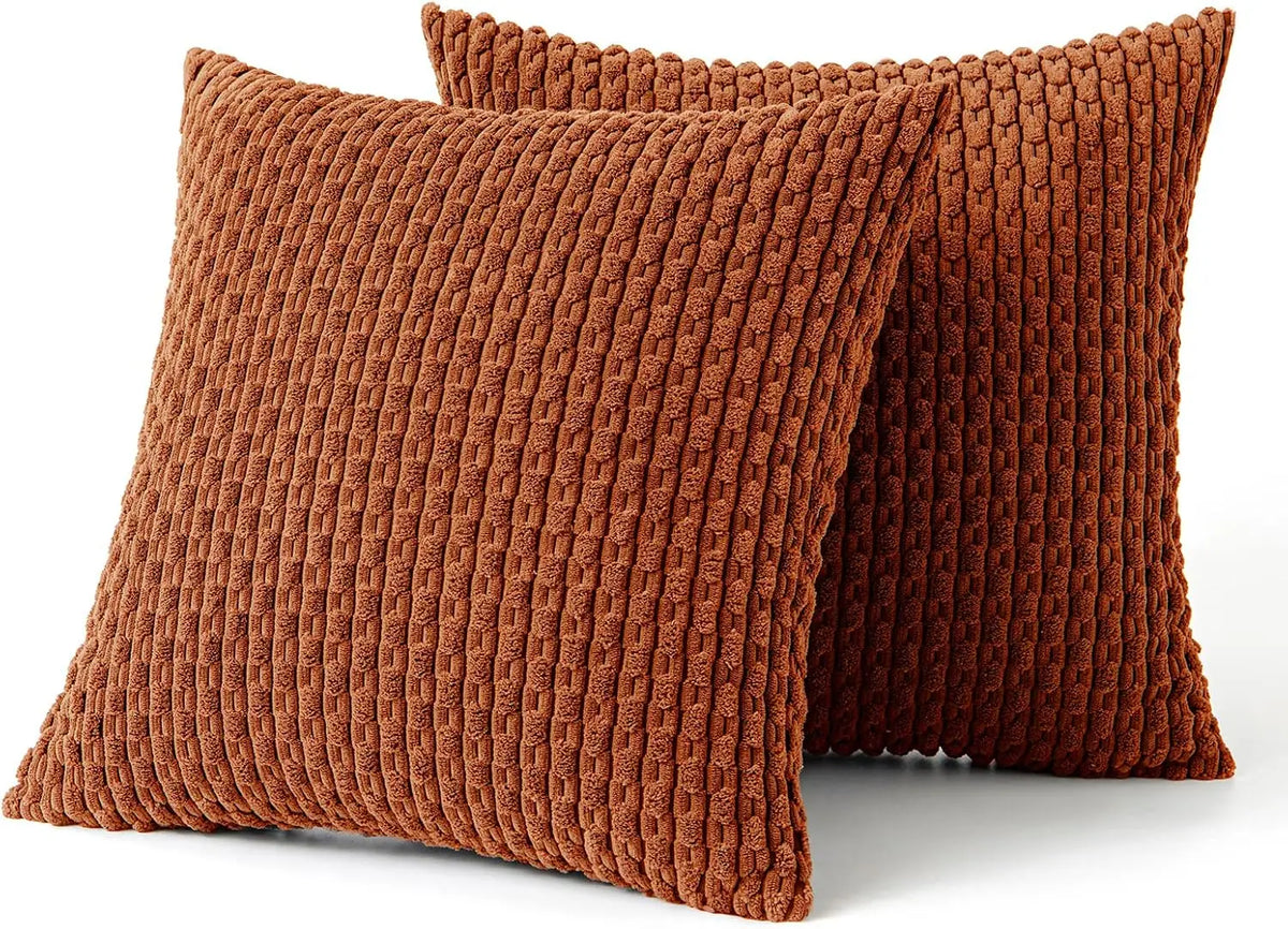 coussin carré orange texture tissée moderne garnissage blanc canapé salon décoration maison