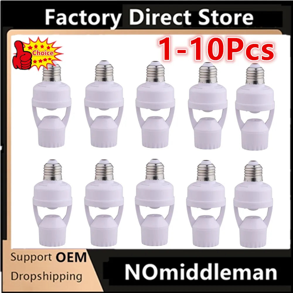 adaptateur prise e27 detecteur mouvement pir blanc moderne pratique led 30w interrupteur auto