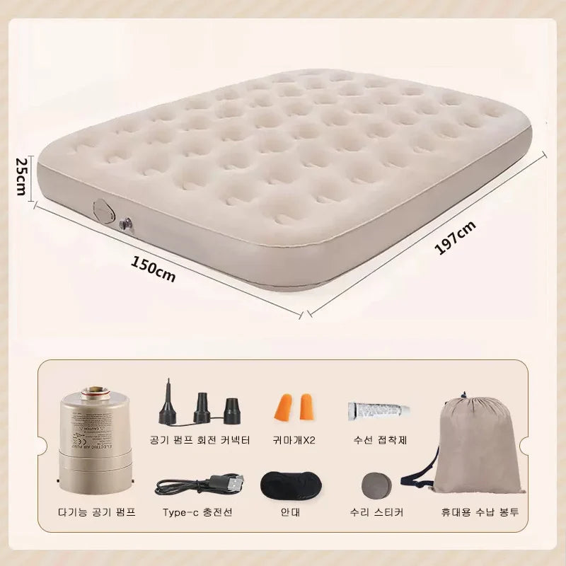 matelas gonflable air épais 13 pouces beige clair tapis sol moderne pompe électrique sac