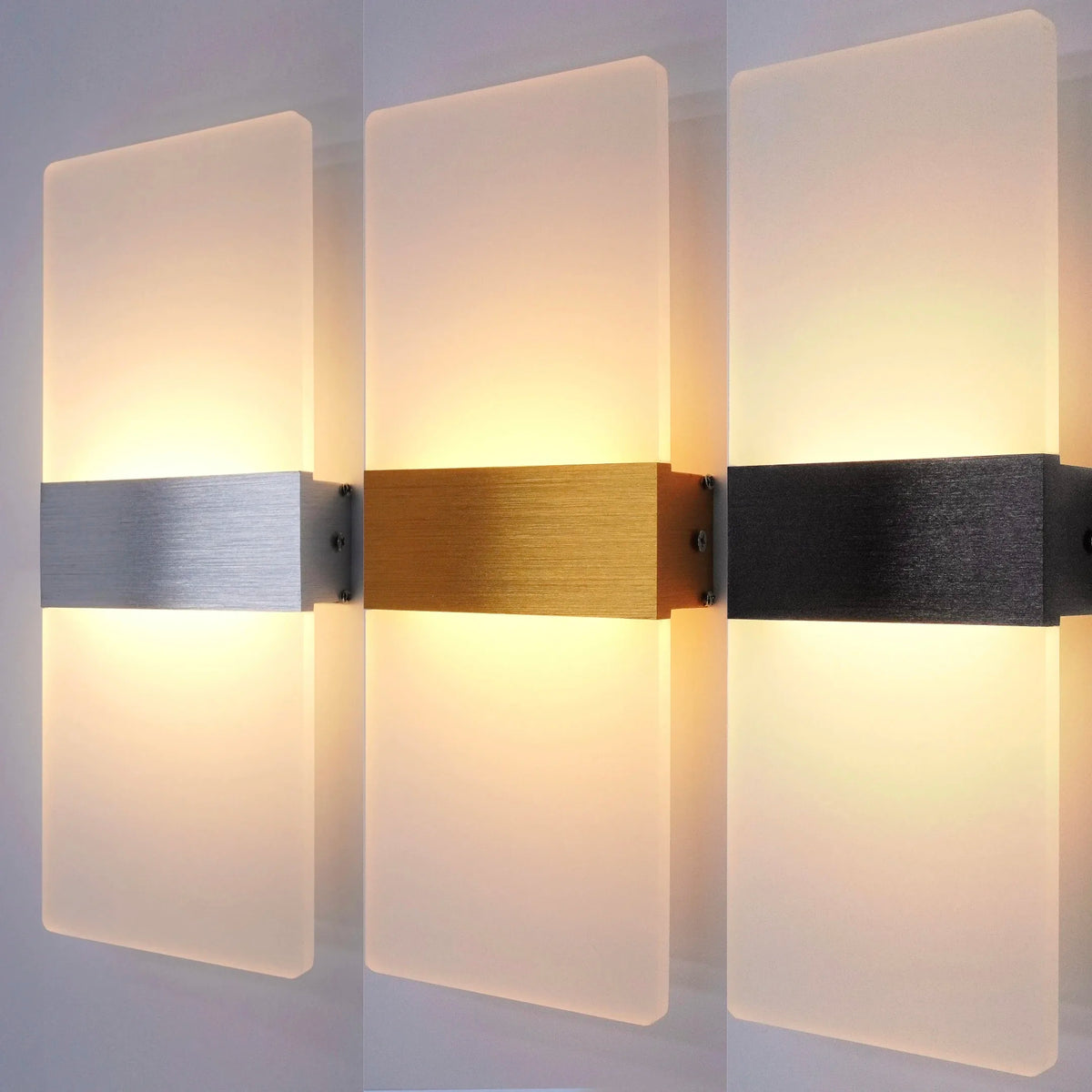 lampe murale moderne led 12w blanc noir or vis fixe chambre salon entrée cuisine