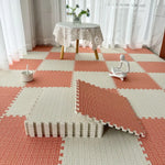 tapis sol modulable carreaux géométriques orange gris beige moderne fonctionnel clips