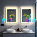 miroir lumineux moderne noir blanc gris notes musicales géométriques led bluetooth variable minimaliste
