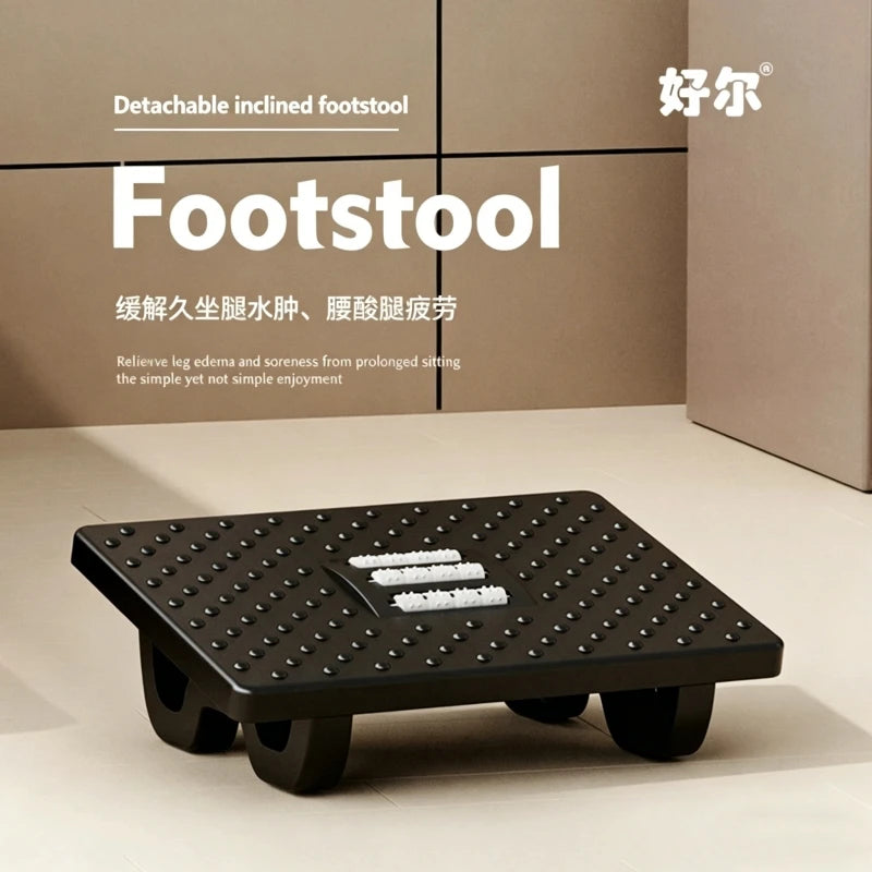 repose pieds footstool massage noir gris roulettes texturé moderne minimaliste