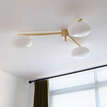 applique murale moderne dorée sphères translucides led touchette interrupteur blanc chambre salon