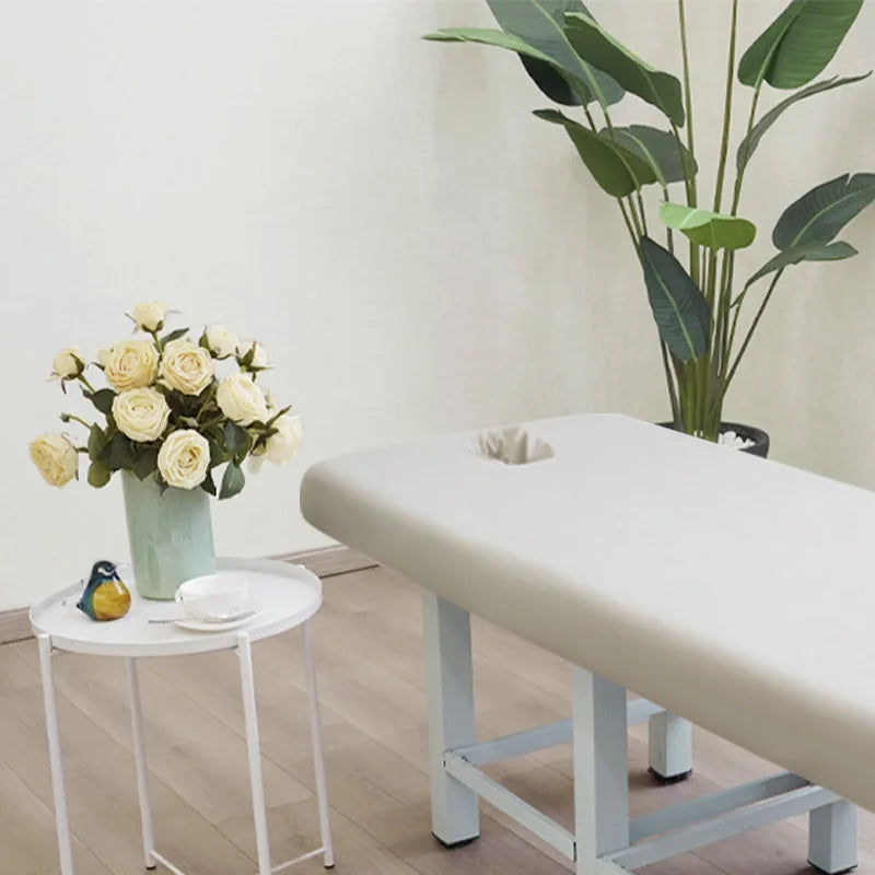 table massage adulte gris clair moderne couverture tabouret pieds