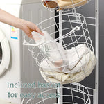 panier linge blanc moderne roulettes réutilisable maille métallique pliable chambre buanderie