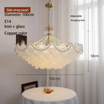 lampe suspendue blanc doré éventails classique vintage chaîne certifications sécuritéfluxlumineuxfaible