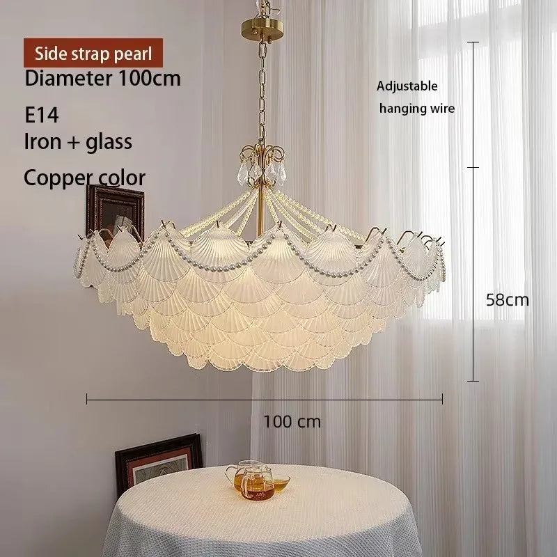 lampe suspendue blanc doré éventails classique vintage chaîne certifications sécuritéfluxlumineuxfaible