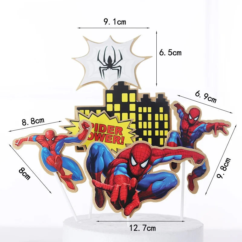 figurines spider man rouge bleu noir costume original anniversaire enfant dessin animé six petites
