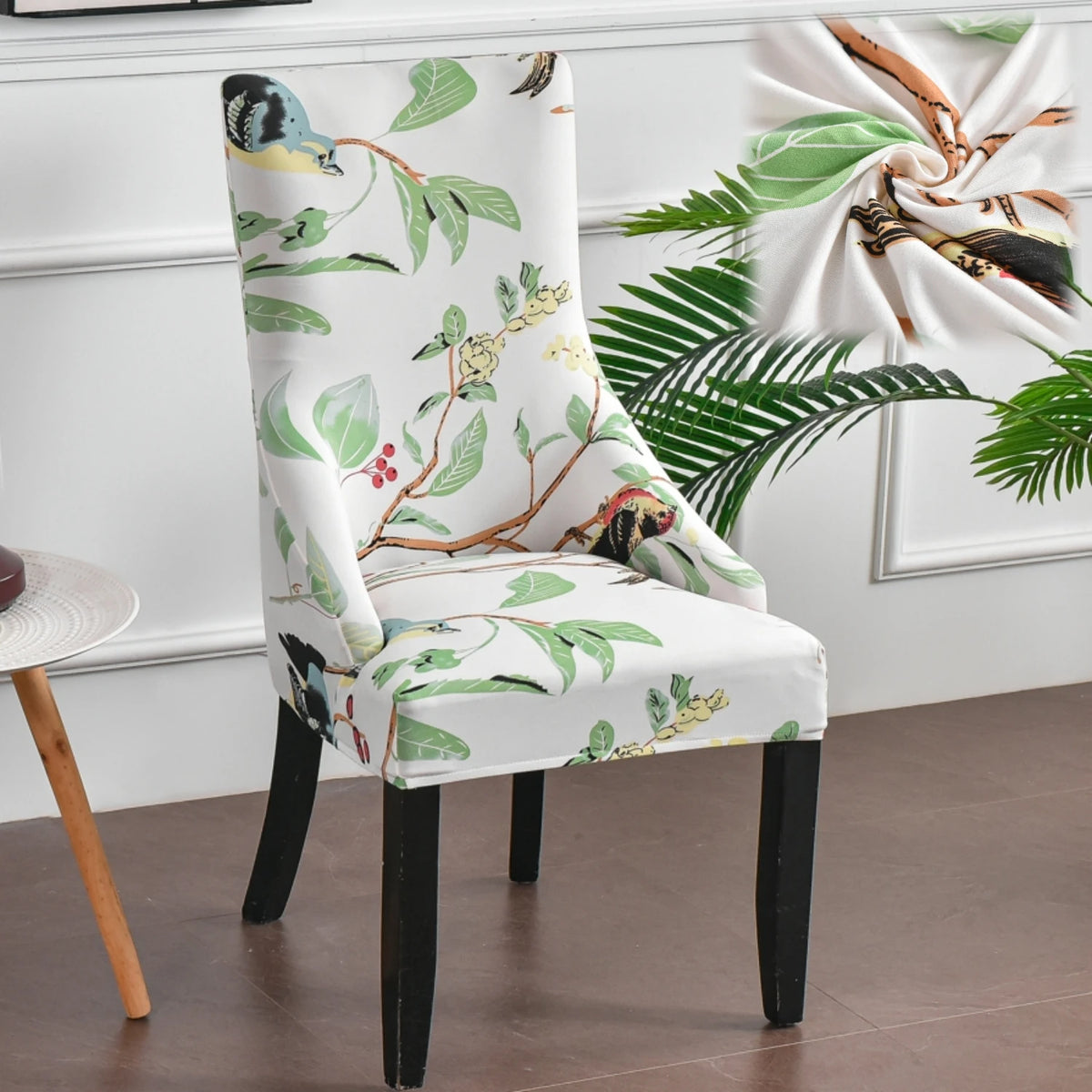 housse chaise velours extensible imprimé floral fauteuil salle manger moderne décoration