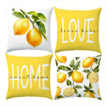 housses coussin citron blanc feuilles vertes moderne 45x45cm zip invisible polyester