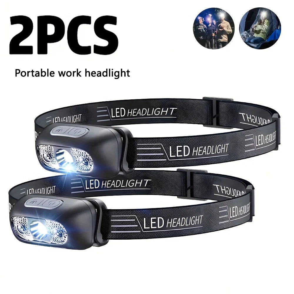 lampe frontale led rechargeable usb camping course nocturne pêche réparation bandeau ajustable moderne