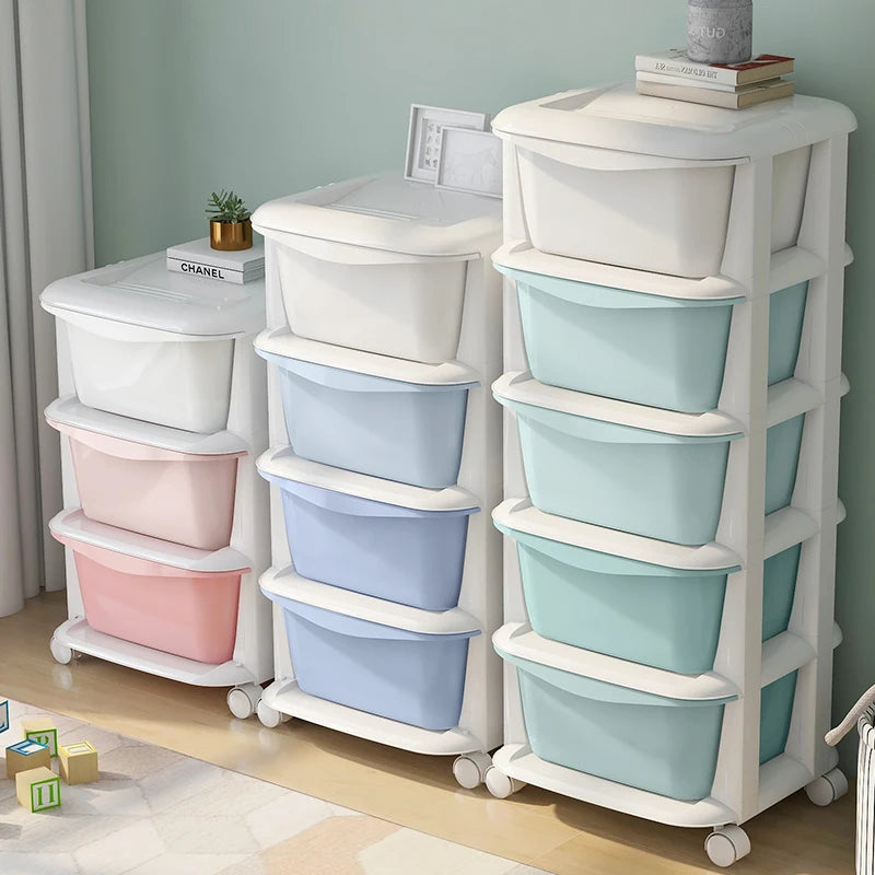 boîtes rangement empilables étages étages étages étages couleur bleue rose verte moderne roulettes transparentes