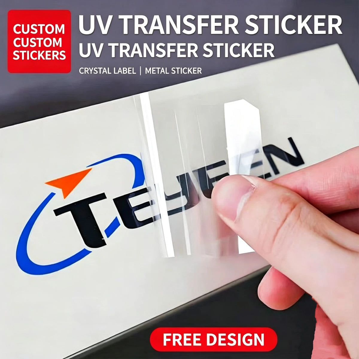 stickers transferts uv transparents logo moderne adhésifs vinyle imprimés personnalisables étiquettes cristal vinyle holographiques