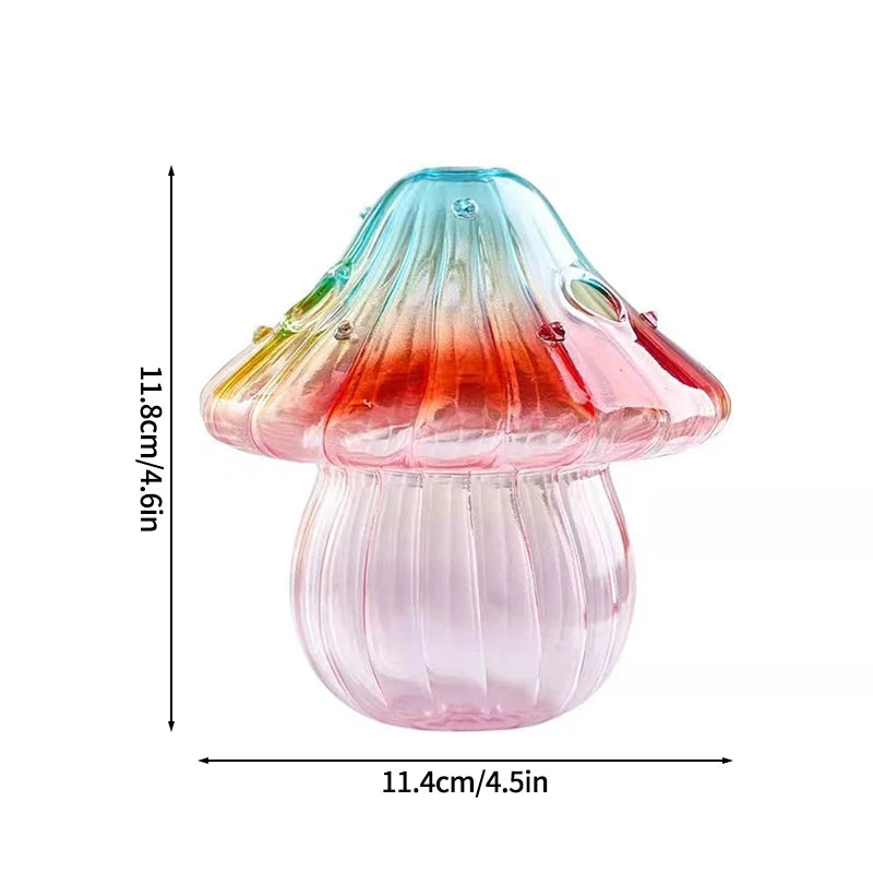 vase champignon verre transparent moderne rose vert bleu orange jaune blanc motifs reliefs