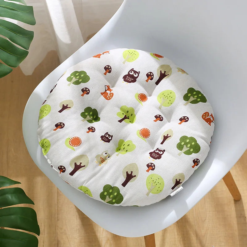 coussin chaise rond confortable mousse polyestère motif géométrique repas siège maison