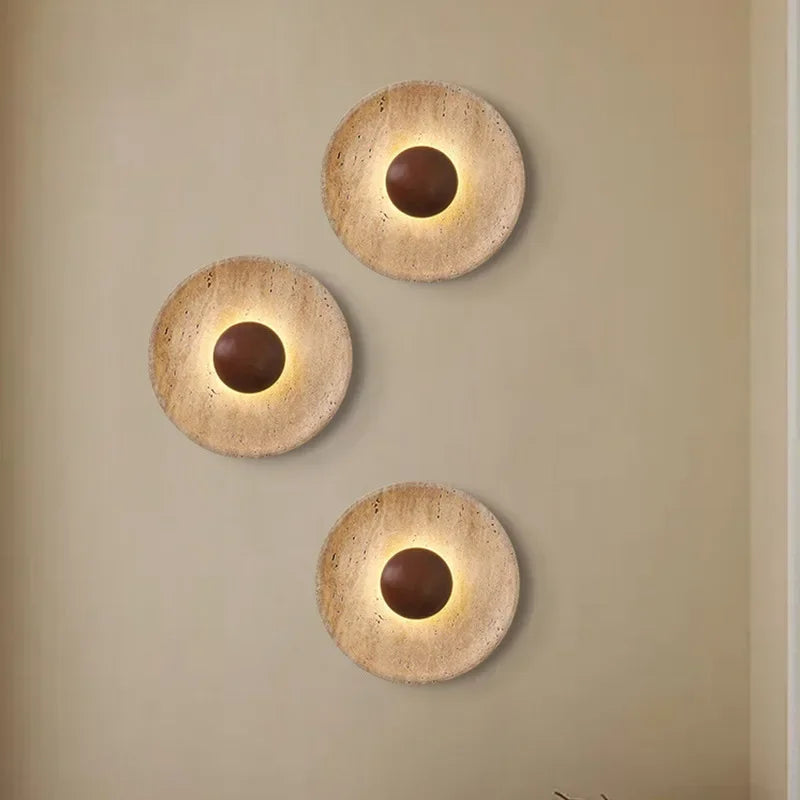 applique murale moderne pierre naturelle marron clair éclairage quotidien 25cm led salle manger chambre