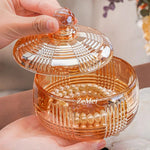 boîte bonbons cristal transparente rétro élégante blanches vintage orange bleu vert jaune gravé