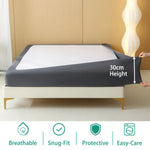 protège matelas gris blanc uni moderne adhésif polyester machine 120x200cm 140x200cm 150x200cm 160x200cm 180x200cm