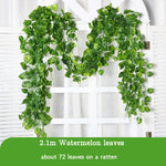 guirlande feuilles ivresse vert vigne artificielle extérieure accrochée naturelle longueur 2.2m 72feuilles