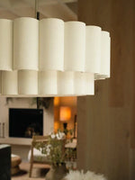 Suspension lumineuse moderne abat jour plissé blanc cassé lampes suspendues éclairage salon LED