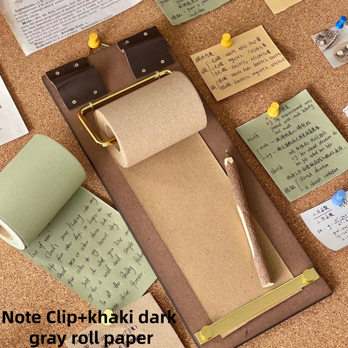 tableau liste tâches papier rouleau rechargeable clips suspension moderne écriture planning notepad marron beige