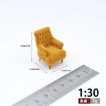 fauteuil miniature blanc velours épais boutons classique 14+ deco maison poupée imitation salon