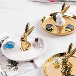support bijoux moderne lapin or animal décoratif anneaux pendentifs rangement céramique email