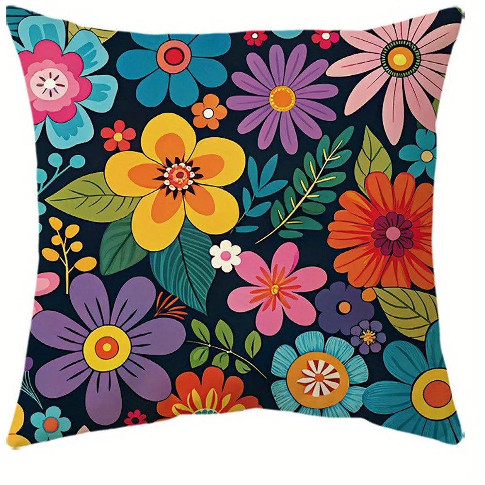 taies d'oreiller motif floral multicolore moderne housse coussin polyester peacheskin zipper 40x40cm 45x45cm 50x50cm