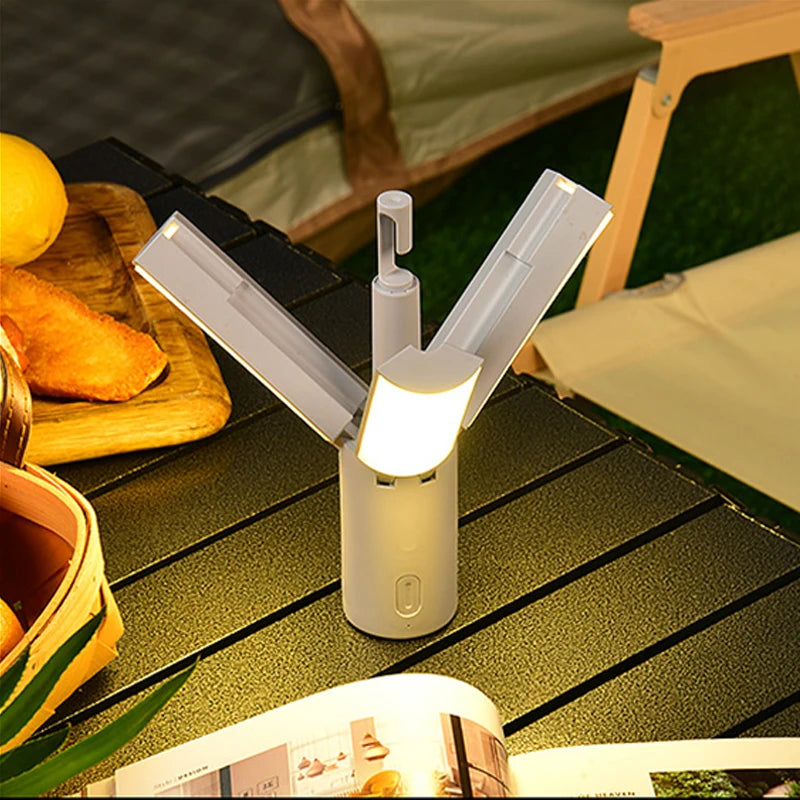 lampe pliable rechargeable led gris clair moderne anneau suspension camping