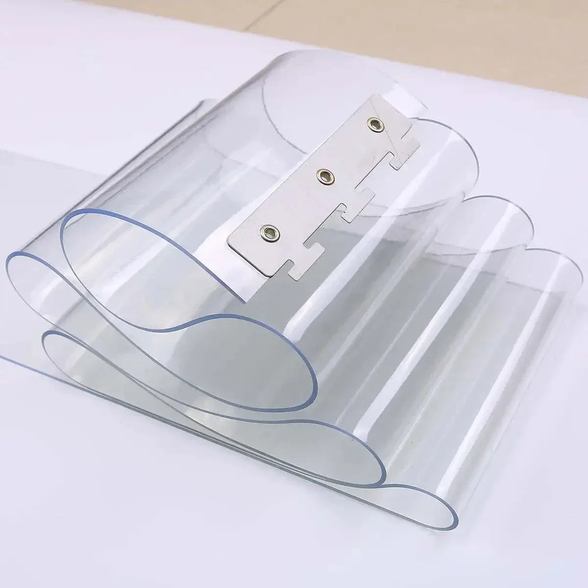 rideau porte transparent moderne clips métalliques PVC coupe vent hiver fenêtre garage entrée isolation