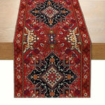 chinois bohème rouge géométrique lin table runner tissage maison festive mariage traditions ornemental