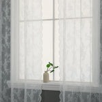 rideau polyester fleurs dentelle transparent classique fenetre plate couleur blanc
