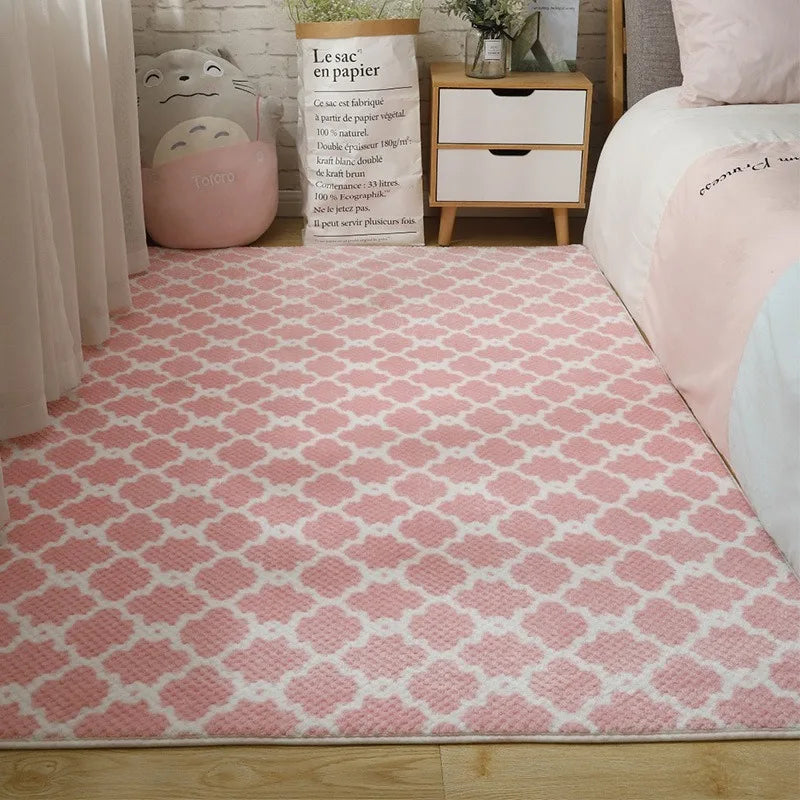tapis géométrique polyester antidérapant imperméable rose clair gris vert pastel bleu moderne intérieur extérieur