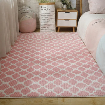 tapis géométrique polyester antidérapant imperméable rose clair gris vert pastel bleu moderne intérieur extérieur