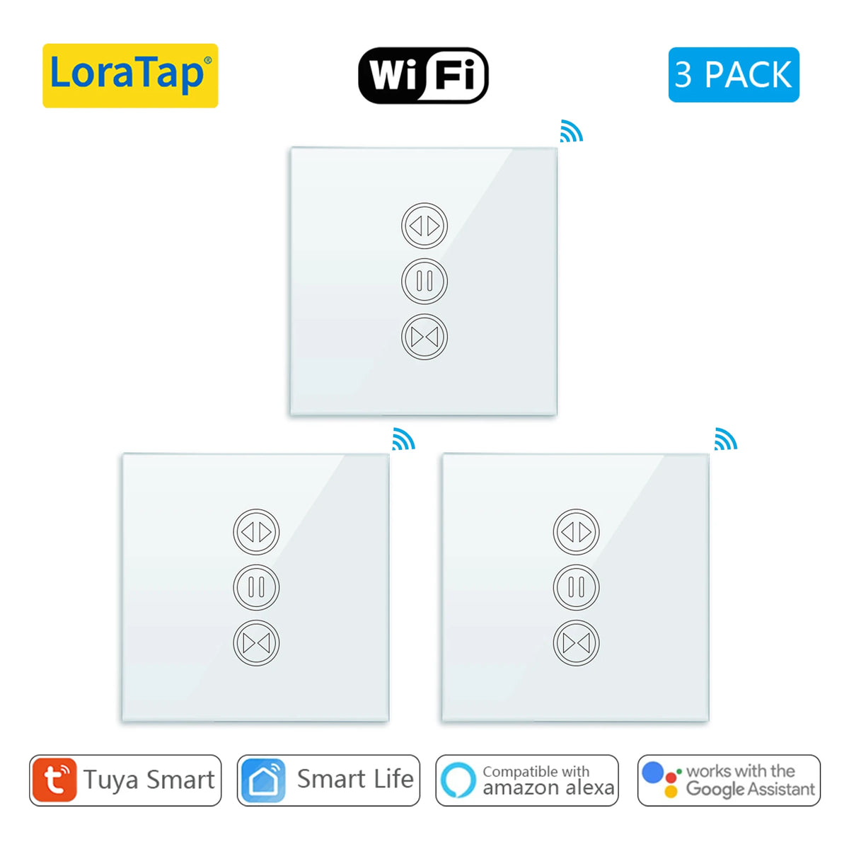 interrupteur intelligent rideau roulant wifi google alexa app smart life blanc moderneécran tactile