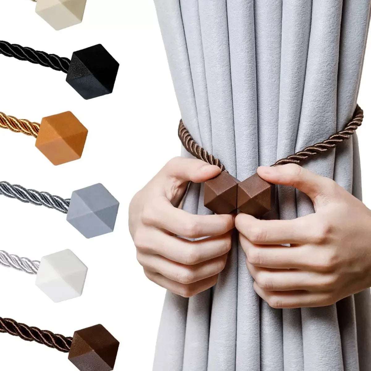 boucles rideau adhésives modernes gris noir marron beige blanc corde torsadée deco salon chambre(cube
