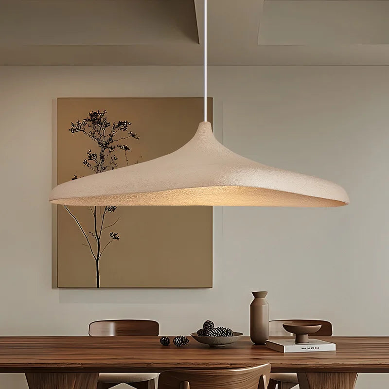 suspension lumineuse moderne câble suspendu ampoule E27 intégrée résine opaque beigeclair chambre salon restaurant