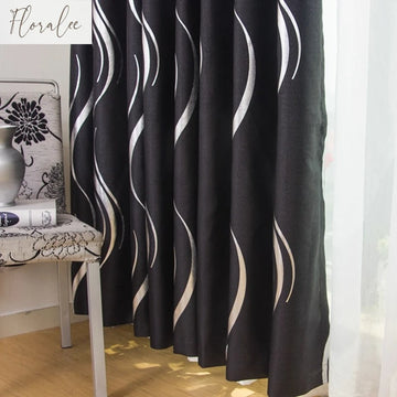 rideau velours moderne noir blanc beige rayures ondulées occultant salon chambre salon