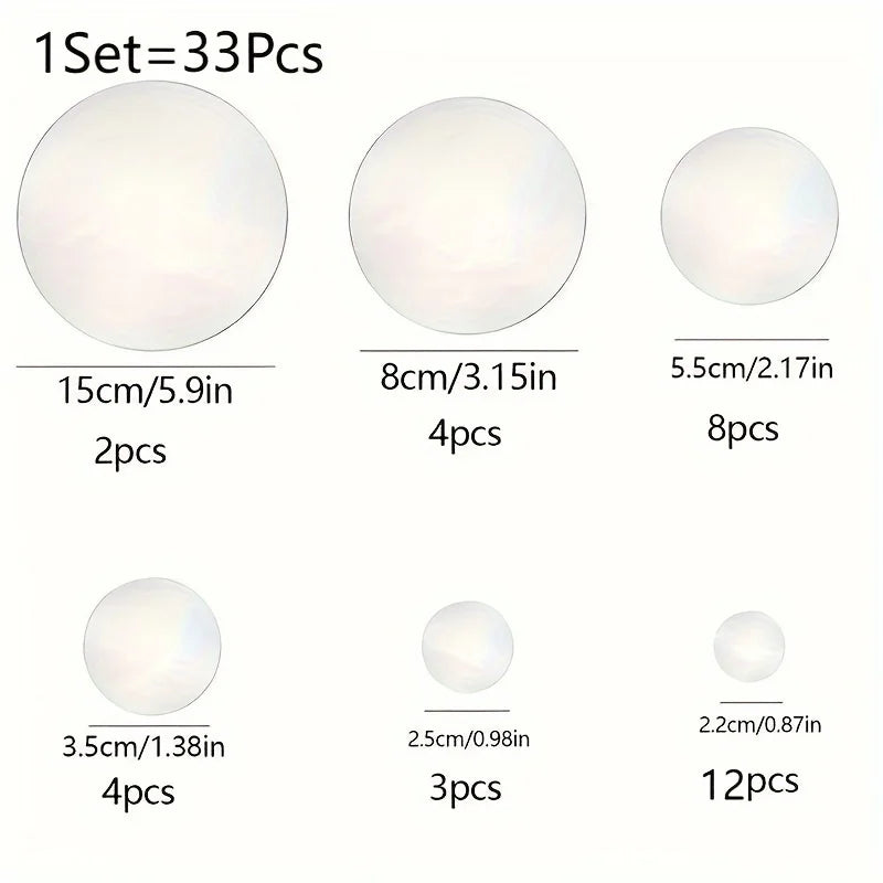 miroirs muraux modernes argentés adhésifs diverses tailles circulaires décoration chambre cuisine salle bain