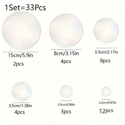 miroirs muraux modernes argentés adhésifs diverses tailles circulaires décoration chambre cuisine salle bain