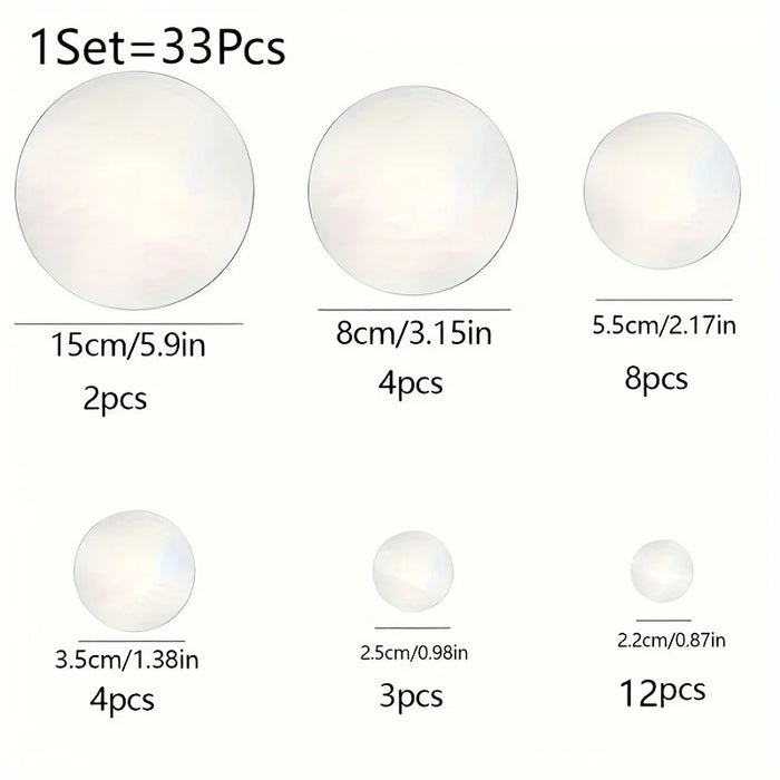 miroirs muraux modernes argentés adhésifs diverses tailles circulaires décoration chambre cuisine salle bain