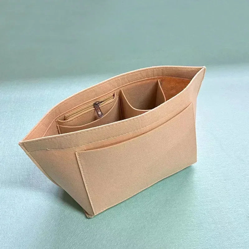 sac cosmétique moderne réutilisable beige noir rose pâle uni opaque poignée amovible compartiments intérieurs