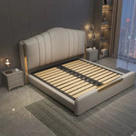 lit double moderne tête lit rembourrée matelas coussins tapis tabourets
