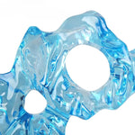 sculpture abstraite moderne bleu clair texture ondulée translucent base noire