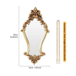 miroir decoratif baroque or floral suspendu chaîne vintage chambre salon entree