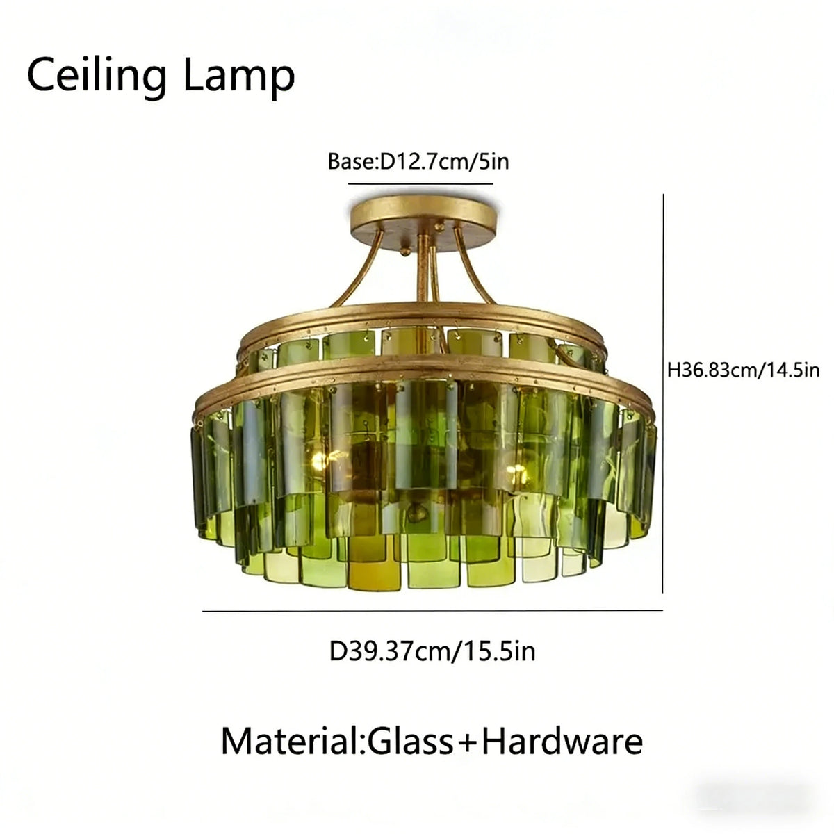 lustre moderne géométrique vert doré blanc transparent chambre salon