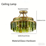 lustre moderne géométrique vert doré blanc transparent chambre salon