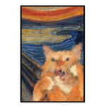 affiche moderne toile peinte huile chat hamster dessin animé orange beige bleu moderne pop